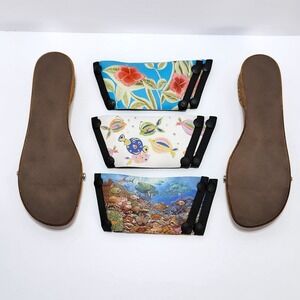 Onesole Original Interchangeable Wedge Sandals Size 9 Tropical Fish Floral